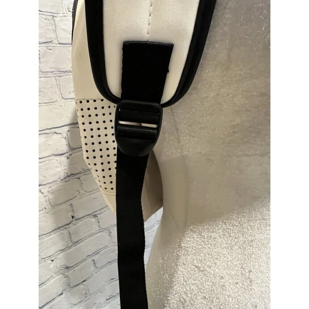 Merona white with black trim Faux leather backpack Lots of Pockets adjustable